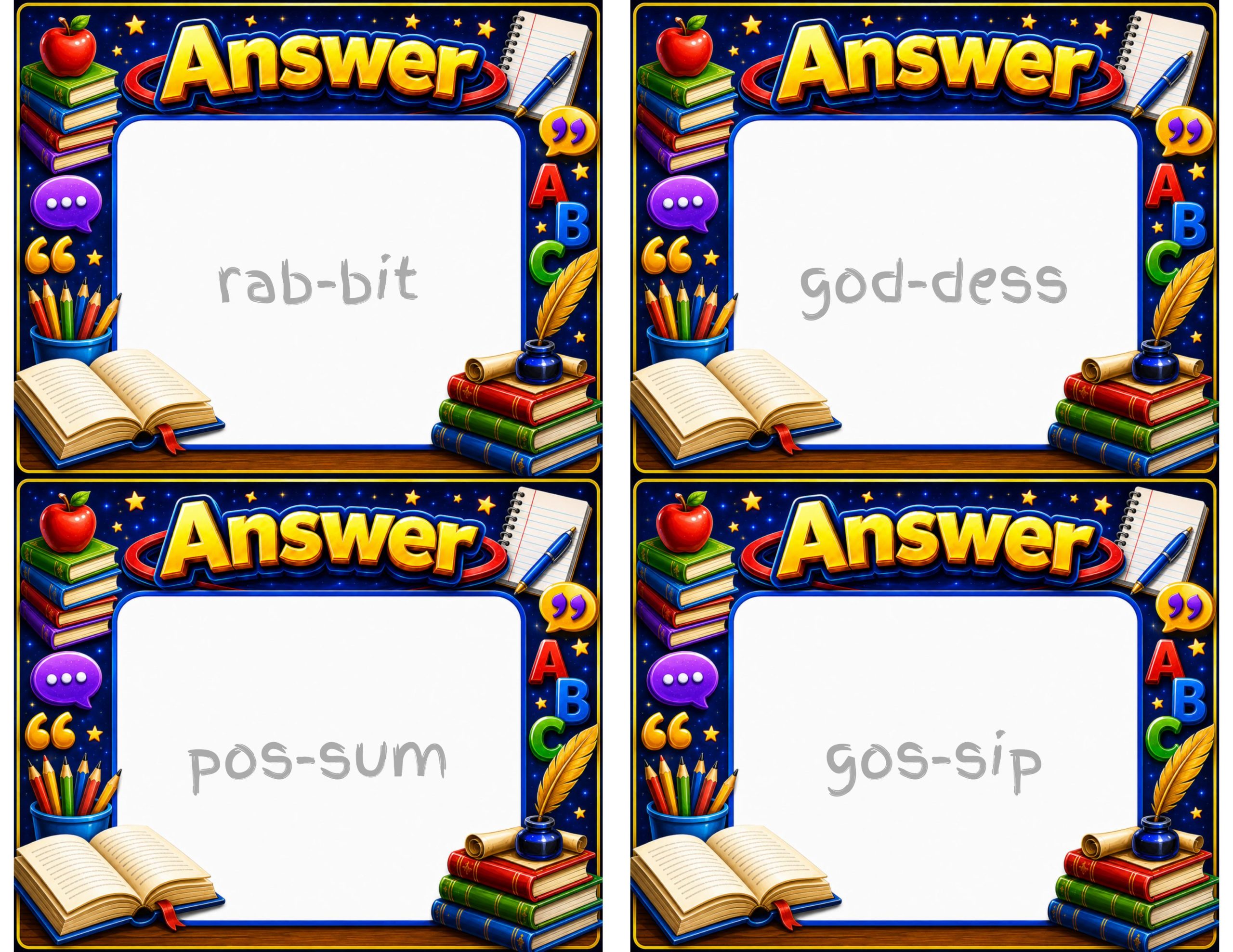 Spin the Deck – Two-Syllable VC/CV Words | Phonics and Syllable Division Cards