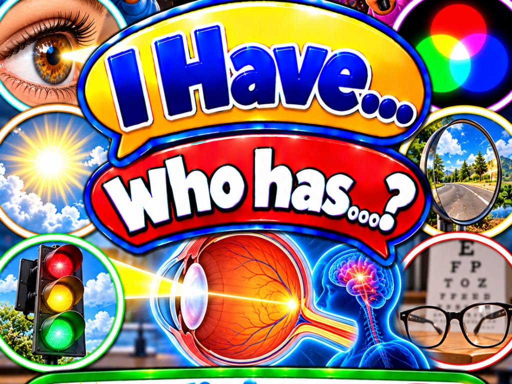 I Have... Who Has...? – Vision and Light | 4 Interactive Science Review Games – 100 Cards
