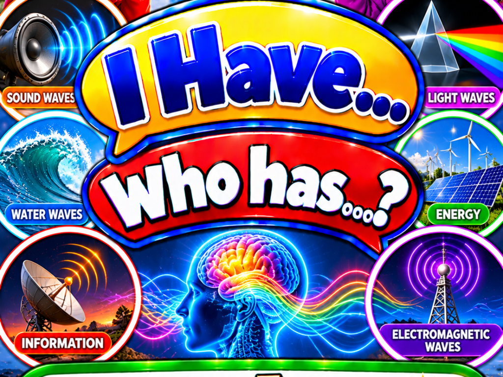I Have... Who Has...? – Waves, Energy, and Information | 4 Interactive Science Review Games – 100 Cards