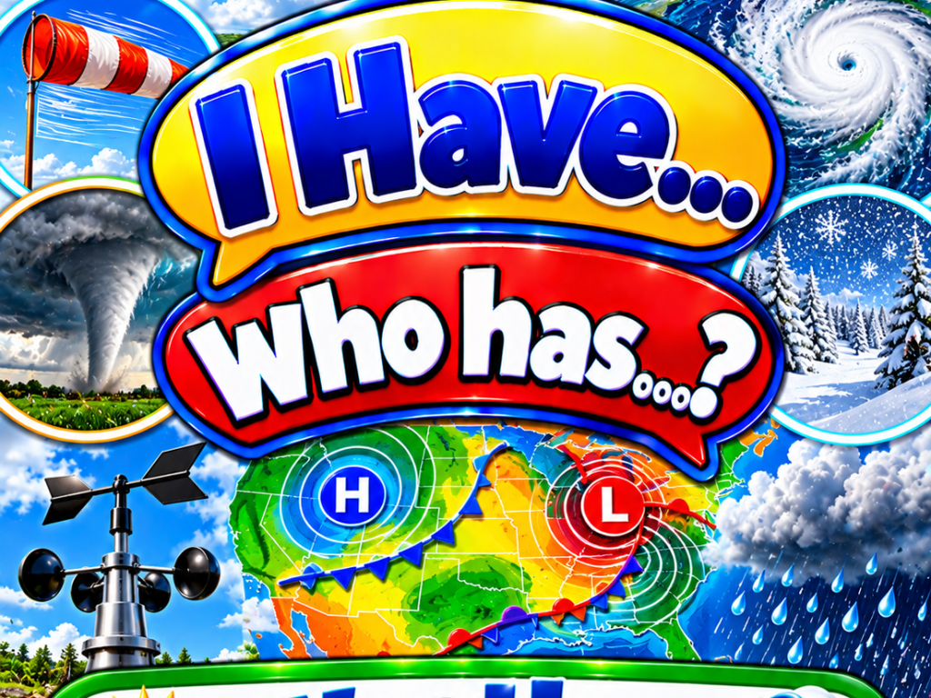 I Have... Who Has...? – Weather Patterns | 4 Interactive Science Review Games – 100 Cards