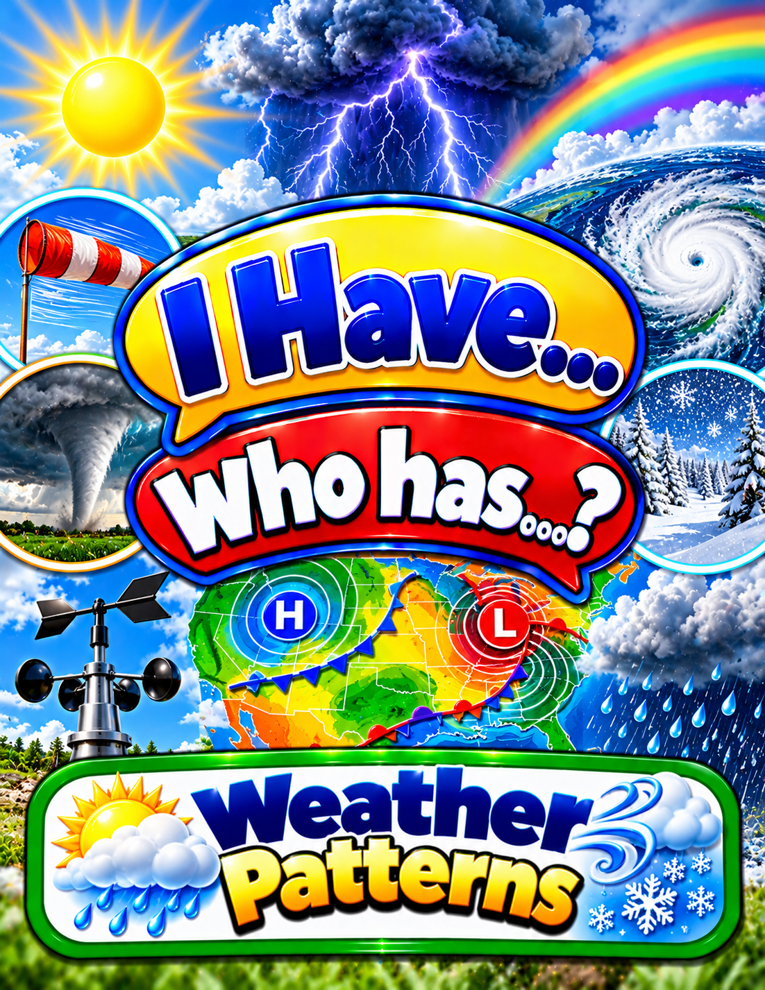 I Have... Who Has...? – Weather Patterns | 4 Interactive Science Review Games – 100 Cards cover