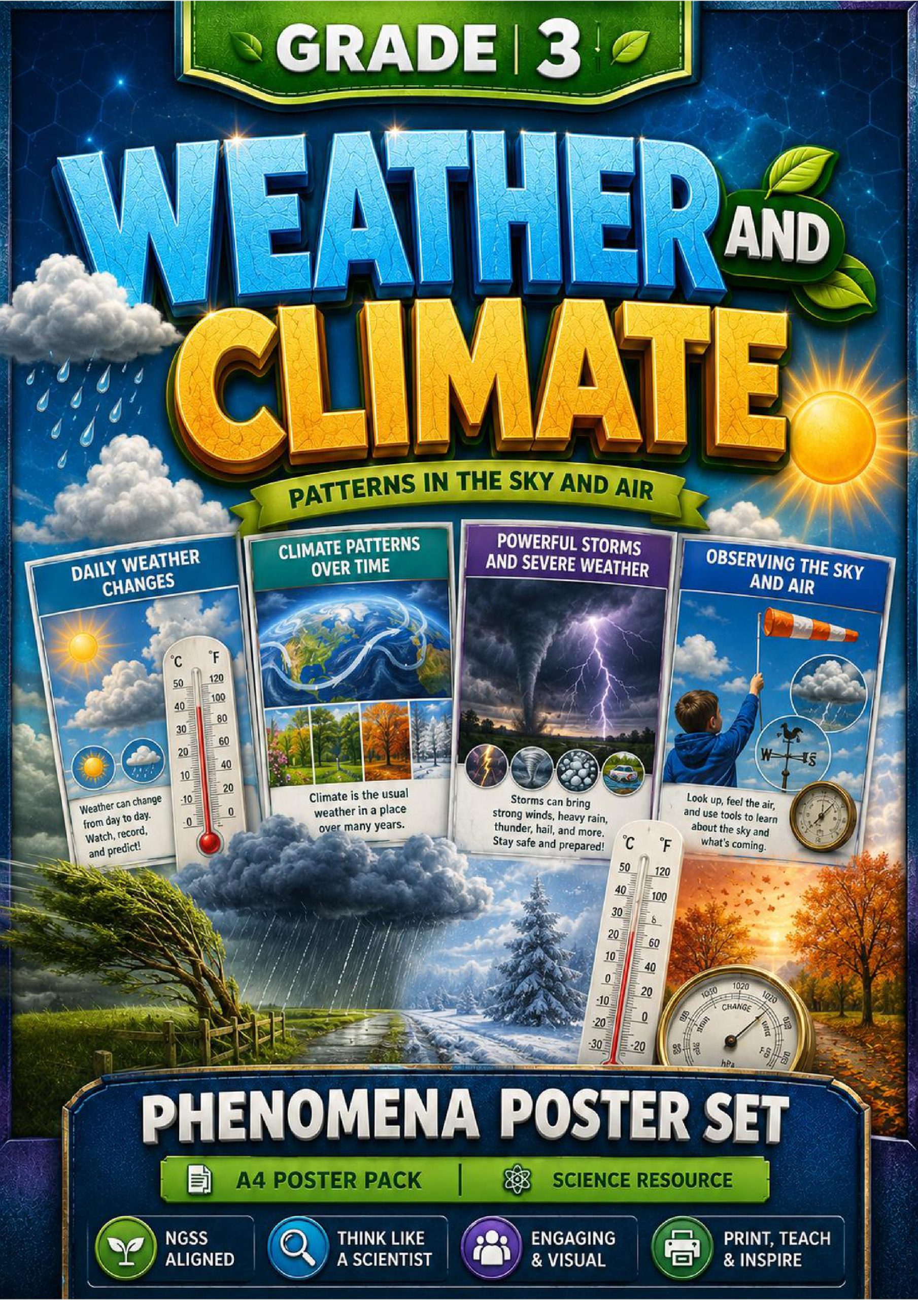 Weather and Climate Phenomena Poster Set cover