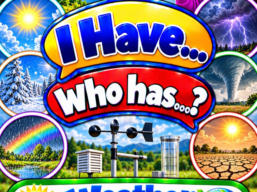 I Have... Who Has...? – Weather and Climate | 4 Interactive Science Review Games – 100 Cards