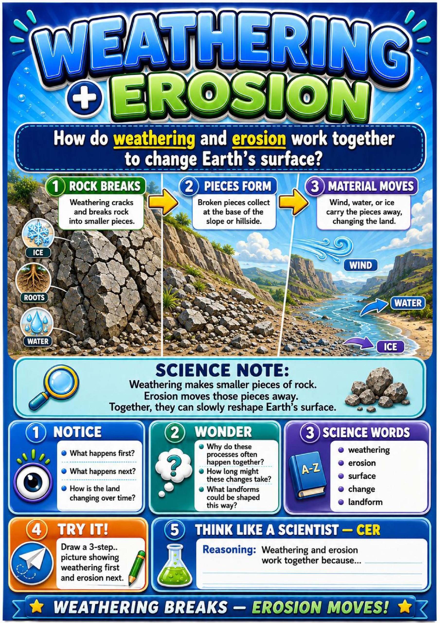Weathering & Erosion Science Concept Posters | 6-Poster Classroom Set